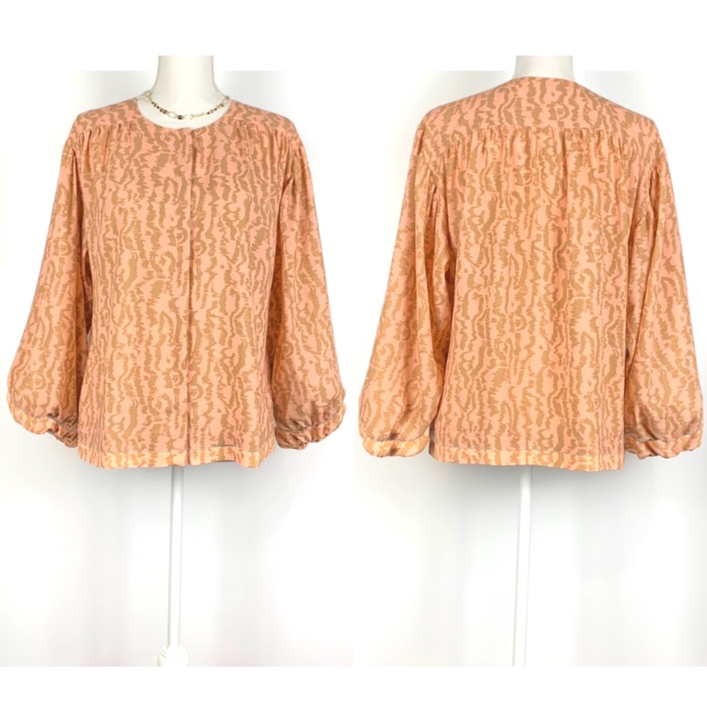Elizabeth and James Peach Long Blouson Sleeve Placket Front Blouse size Medium - Picture 4 of 12